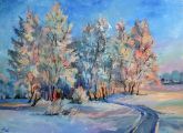 Живопись, масло. Зимняя дорога.
